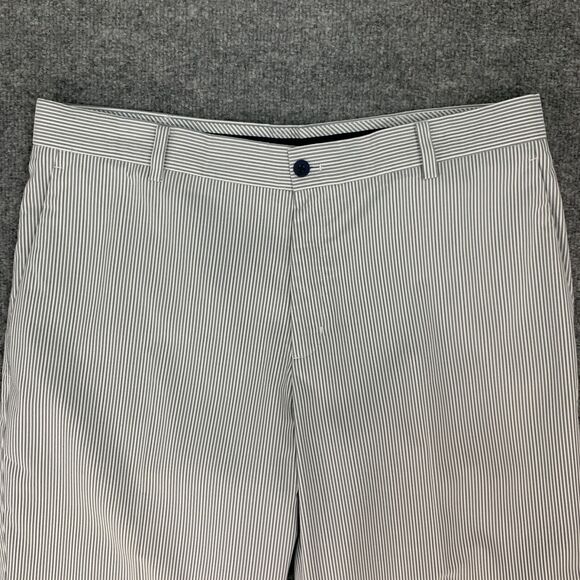 Nike Golf Pant Mens 35x32 White Grey Performance Flat Front Dri Fit Tour Stripe - Picture 3 of 13
